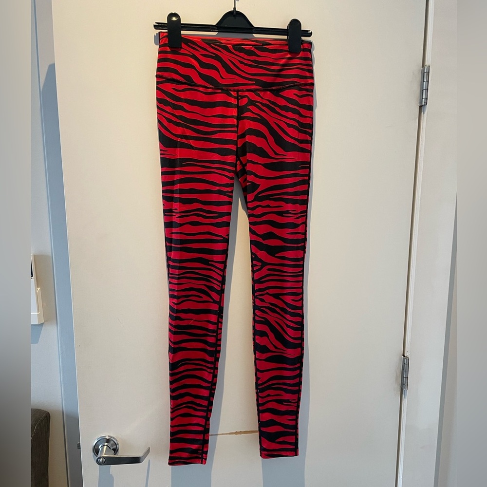 Black and red animal print workout pants